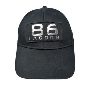 86 Lagoon Strapback Hat Black One Size Adjustable Solid Lucky 7 USA